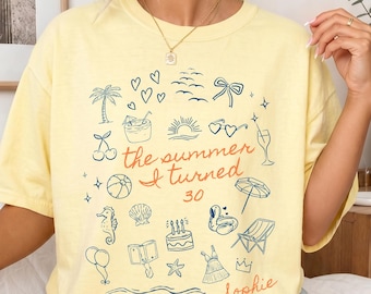 Custom 30th Birthday Comfort Colors Shirt, Summer I Turned 30 Tee, Beach Birthday Party Shirt, Girls Trip Matching Shirts