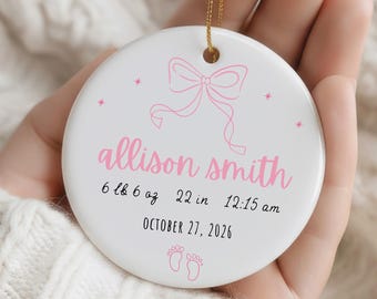 Personalized Baby Birth Stats Ornament, Baby's First Christmas Ceramic Ornament, Custom Newborn Keepsake, Baby Name Gift, Birth Announcement
