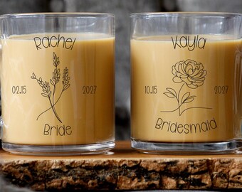 Bride and Bridesmaid Mugs, Personalized Bridal Party Gift, Custom Flower Mug, Maid of Honor Mug, Bridesmaid Proposal Gift, Wedding Party