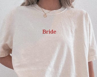 Embroidered Bridal Party Comfort Colors® Shirt, Bridesmaid Proposal Gift, Maid of Honor Shirt, Bachelorette Party Tee, Wedding Crew