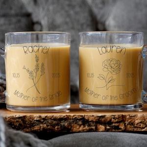 Personalized Mother of the Bride Glass Mug, Mother of the Groom Mug, Custom Wedding Gift for the Future Mother in Law, Father of the bride