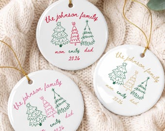 Personalized Family Christmas Ornament, Family of 3 Ornament, Custom Family Name Ornament, Personalized Christmas Tree Keepsake, Family Gift