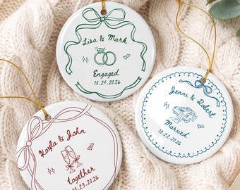 Personalized Couple Ornament, Custom Christmas Ornament, Engaged Couple Gift, Married Couple Gift, Our First Christmas Keepsake