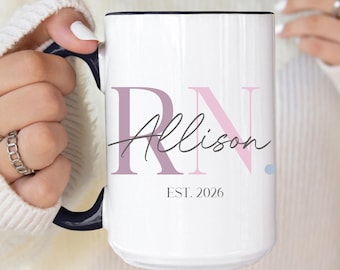 Personalized Nurse Mug, RN Graduation Gift, Registered Nurse Graduation Gift, RN Mug with Name, Future Nurse Gifts,  Nurse Graduation Mug
