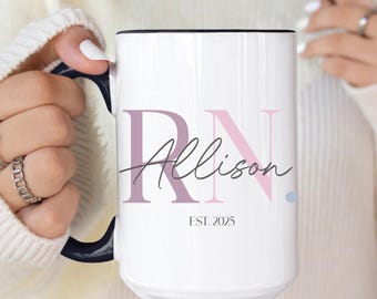 Personalized Nurse Mug, RN Graduation Gift, Registered Nurse Graduation Gift, RN Mug with Name, Future Nurse Gifts,  Nurse Graduation Mug