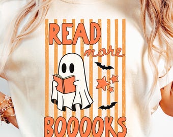 Read More Books Shirt, Halloween Teacher Shirt, Comfort Colors® Tee, Spooky Ghost Shirt, Book Lover Gift, Reading Teacher Shirt