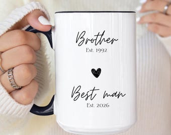 Best Man Proposal Gift for Brother, Custom Present Groomsman Coffee Mug, Personalized Wedding Party Gifts, Groomsmen Mug Wedding Gifts