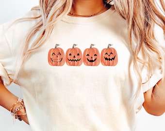 Comfort Colors® Halloween Pumpkin Shirt, Jack o Lantern Shirt, Fall Harvest Fall Shirts For Women, Spooky Season Shirt, Cute Autumn Pumpkins
