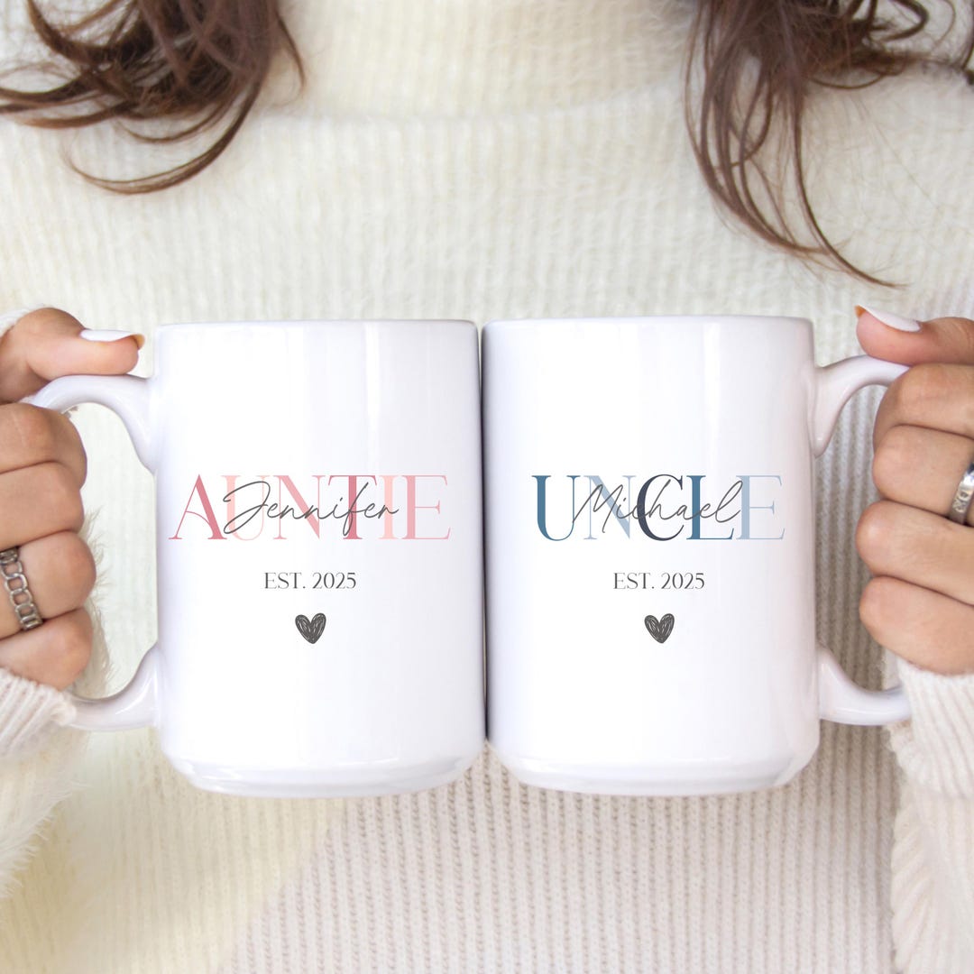 Custom Aunt and Uncle Mug, Pregnancy Reveal for New Aunt and Uncle ...