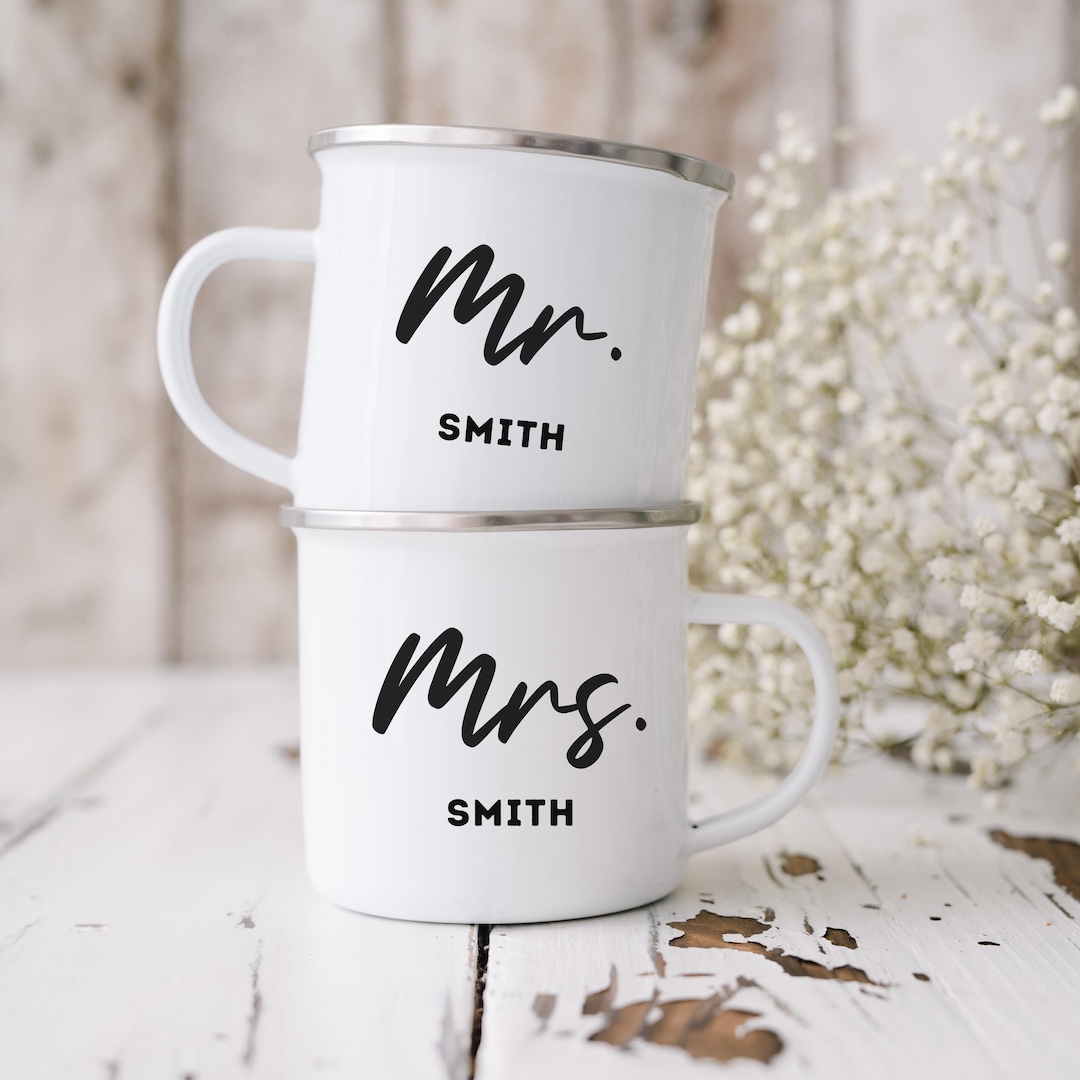 Personalized Mr & Mrs Mug Set, Couple Coffee Mugs, Wedding Shower Gift ...