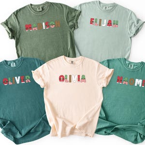 Custom Family Christmas Shirts, Comfort Colors Matching Family Christmas Tshirts, Personalized Name Christmas Shirt, Adult Unisex and Youth