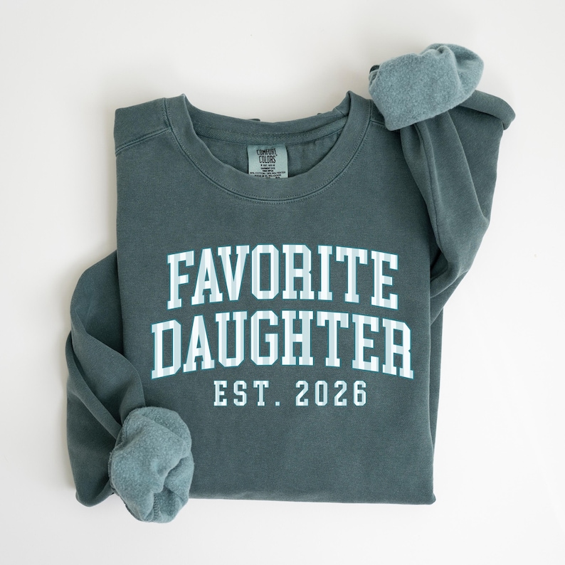 Favorite Daughter Sweatshirt Comfort Colors® Personalized Gift for Best Daughter, Funny Birthday Daughter Gifts, Stripes Shirt image 1
