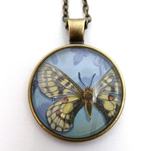 Schmetterling Japanischer Stempel Antik Bronze Look Anhänger Halskette - Unikat Unikat Japan Ungewöhnliches Geschenk