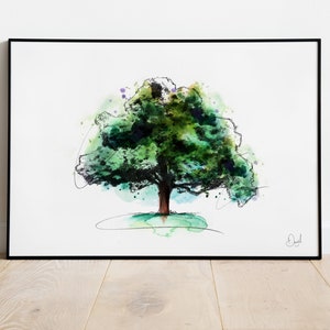 Tree Art Print, American Chestnut Tree Illustration, Botanical Drawing, Watercolour Art, Wildlife