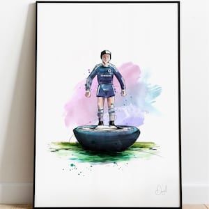 Chelsea Subbuteo Art Print, Chelsea Drawing, Chelsea Illustration, Subbuteo Watercolour,