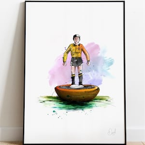 Wolverhampton Wanderers Subbuteo Art Print, Wolverhampton Wanderers Drawing, Wolverhampton Wanderers Illustration, Subbuteo Watercolour,