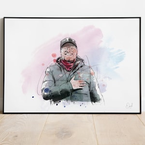 Jurgen Klopp Art Print, Liverpool FC Drawing, Liverpool FC Illustration, Soccer Watercolour,