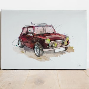Classic Mini Cooper Art Print, Mini Illustration, Mini Drawing, Classic ...