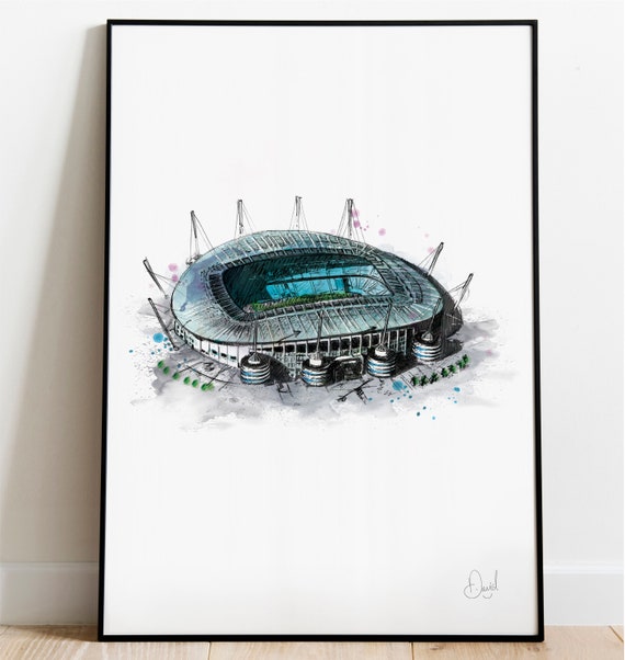 Manchester City Etihad Stadium Printed Artwork Football Gift 