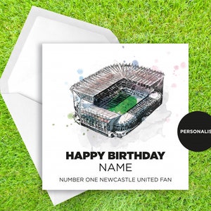Newcastle United Birthday Card - St James' Park Card - Carte d’anniversaire de nom personnalisé - Carte d’anniversaire de nom - Carte d’anniversaire de football