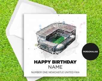 Newcastle United Birthday Card - St James' Park Card - Personalised Name Birthday Card - Name Birthday Card - Football Birthday Card