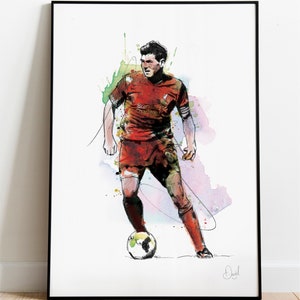 Steven Gerrard Art Print, Liverpool FC Drawing, Liverpool FC Illustration, Soccer Watercolour,