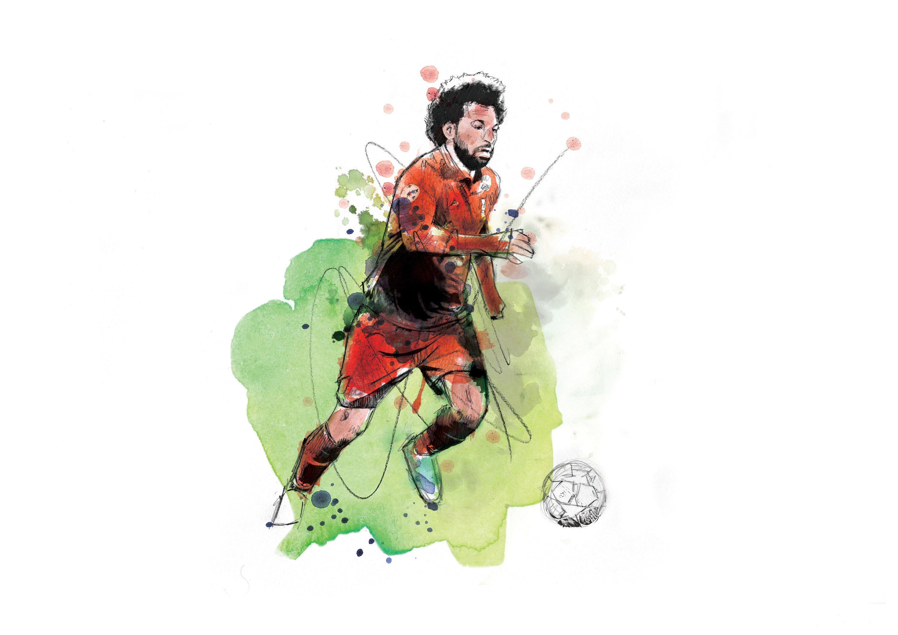 Discover Mo Salah Art Print, Liverpool FC Drawing, Liverpool FC Illustration, Soccer Watercolour,