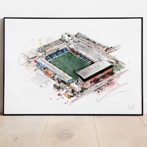 Crystal Palace Selhurst Park Art Print, Illustratie, Tekening, Aquarel, voetbal, stadion, voetbal,