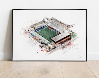 Crystal Palace Selhurst Park Art Print, Illustration, Drawing, Watercolour, football, stadium, soccer,