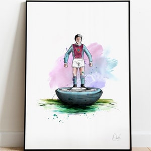 Aston Villa Subbuteo Art Print, Aston Villa Drawing, Aston Villa Illustration, Subbuteo Watercolour,