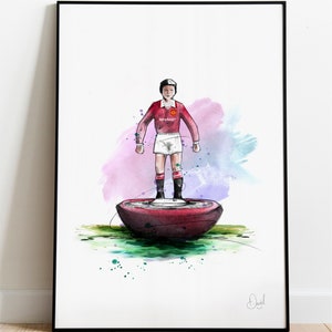 Manchester United Subbuteo Art Print, Manchester Drawing, Manchester Illustration, Subbuteo Watercolour,