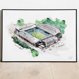 Aston Villa, Villa Park, Football Ground, Art Print, Illustration, Drawing, Watercolour, Football, Soccer, Stadium