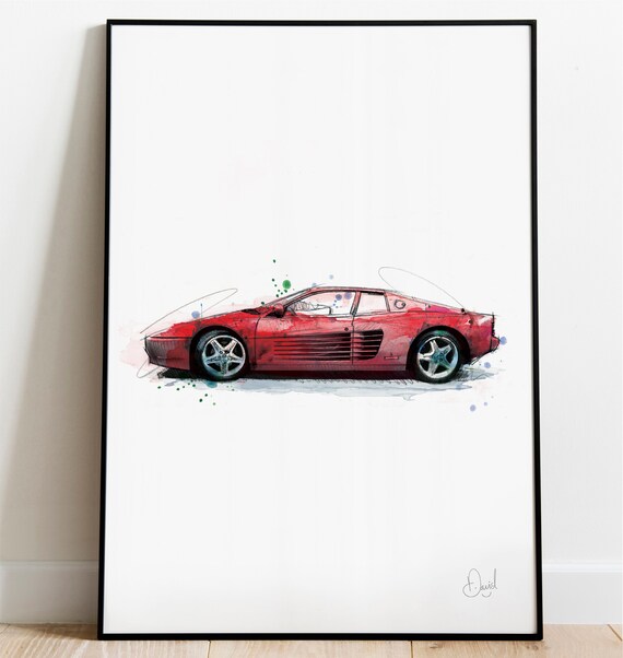 Ferrari フェラーリ 512TR テスタロッサ 額装 油絵 絵画 跳ね馬 Ferrari フェラーリ 512TR テスタロッサ 額装 油絵 絵画 跳ね馬