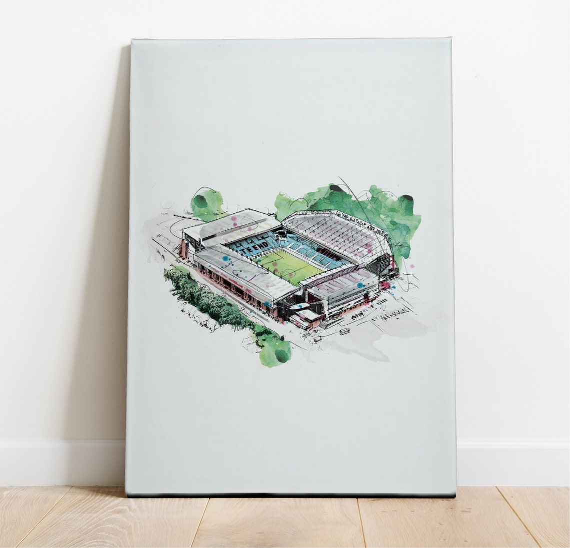 Aston Villa, Villa Park, Football Ground, Art Print, Illustration, Drawing, Watercolour