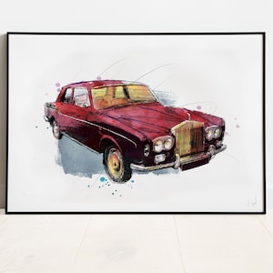 Rolls Royce Continental Art Print, Classic Car, Vintage Car, Illustration, Drawing, Watercolour, Art, Print
