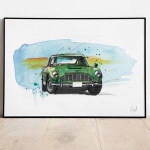Aston Martin, Art Print, James Bond, Classic Car, Illustration, James Bond Poster, Goldfinger Poster
