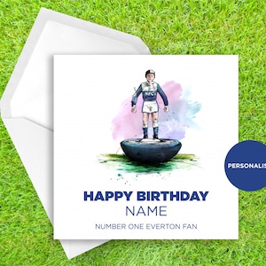 Everton Geburtstagskarte - Subbuteo Geburtstagskarte - Personalisierter Name Geburtstagskarte - Name Geburtstagskarte - Fußball Geburtstagskarte