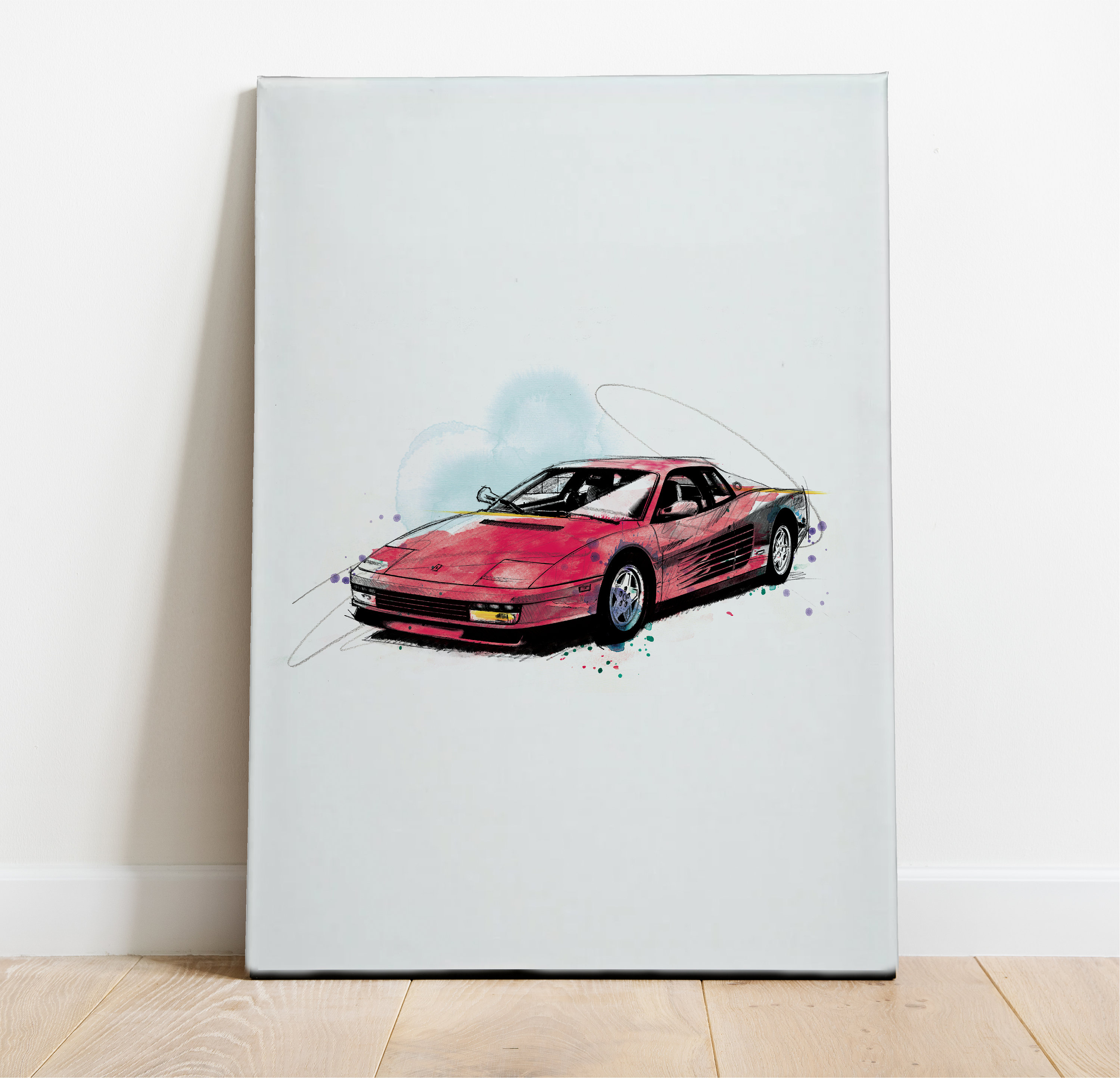 Ferrari フェラーリ 512TR テスタロッサ 額装 油絵 絵画 跳ね馬 フェラーリ 512TR テスタロッサ 額装 オリジナル作品 原画 絵画 跳ね馬