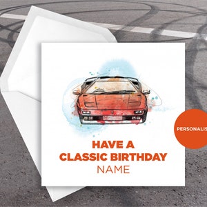 Lamborghini Diablo Birthday Card - Classic Car Birthday Card - Personalised Birthday Card - Name Greetings Card - Sports Car Birthday Card