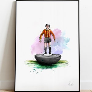 Partick Thistle Subbuteo Art Print, PTFC Drawing, Glasgow Illustration, Subbuteo Watercolour,