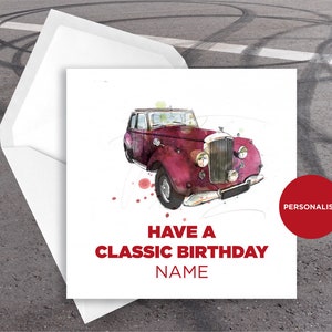 Carte d’anniversaire Bentley R Type - Carte d’anniversaire de voiture classique - Carte d’anniversaire personnalisée - Carte de vœux de nom - Carte d’anniversaire de voiture de sport