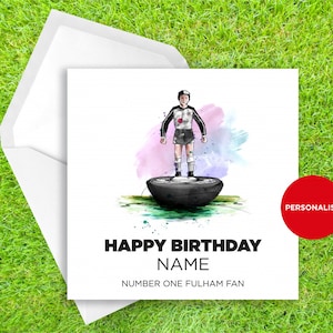 Carte d'anniversaire Fulham - carte d'anniversaire Subbuteo - carte d'anniversaire nom personnalisée - carte d'anniversaire nom - carte d'anniversaire football