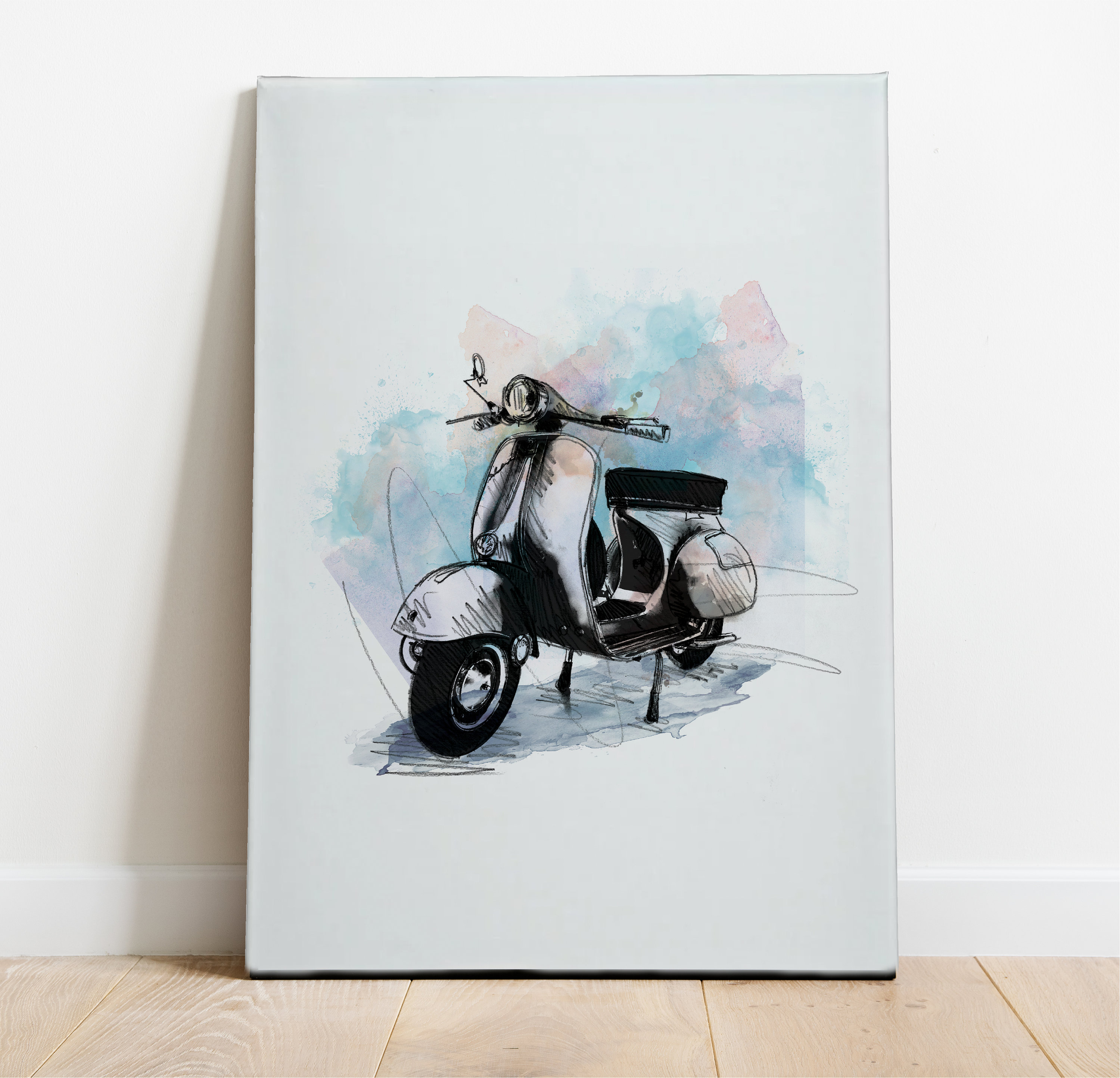 Classic Vespa GS Scooter Art Print, Scooter Illustration, Scooter