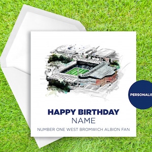 West Bromwich Albion verjaardagskaart - de Hawthorns verjaardagskaart - gepersonaliseerde naam verjaardagskaart - naam verjaardagskaart - voetbalkaart