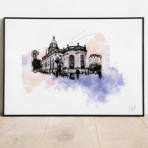 Birmingham St Phils Art Print, Birmingham Illustration, Birmingham Drawing, Cathedral, Watercolour