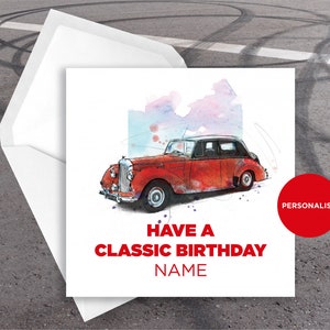 Oldtimer Geburtstagskarte - Oldtimer Geburtstagskarte - Personalisierte Geburtstagskarte - Namensgrußkarte - Sportwagen Geburtstagskarte