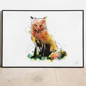 Urban Fox Art Print, wildlife Print, Wildlife Poster, Animal poster, Illustration, Drawing, Watercolour,