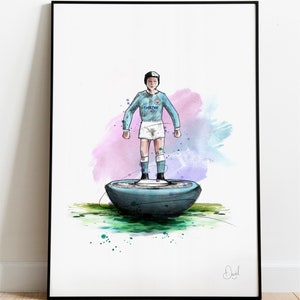 Manchester City Subbuteo Art Print, Manchester City Drawing, Man City Illustration, Subbuteo Watercolour,