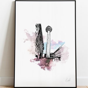 Radio City Art Print, Liverpool Illustration, Liverpool Drawing, Watercolour, City Art Print