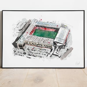 Sheffield United Bramall Lane, Sheffield illustration, Drawing, Watercolour, football, stadium, soccer,